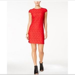 Tommy Hilfiger Red Floral Lace Mini Dress Size 4